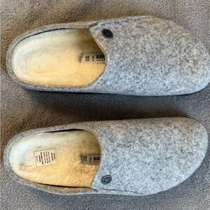 Birkenstock Light Gray Wool Slippers